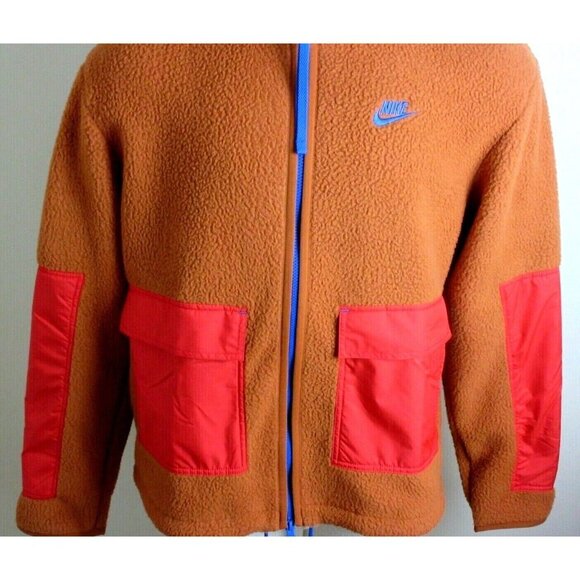 Nike Sportswear Men's Sport Essentials Full Zip Fleece Jacket Orange Size Medium - Picture 3 of 5